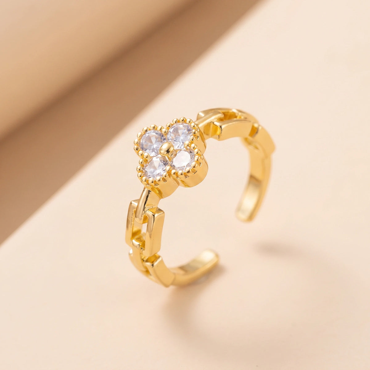MYKI Clover Chain Adjustable Ring | Anti Tarnish Finish (MKR789-SSYI)