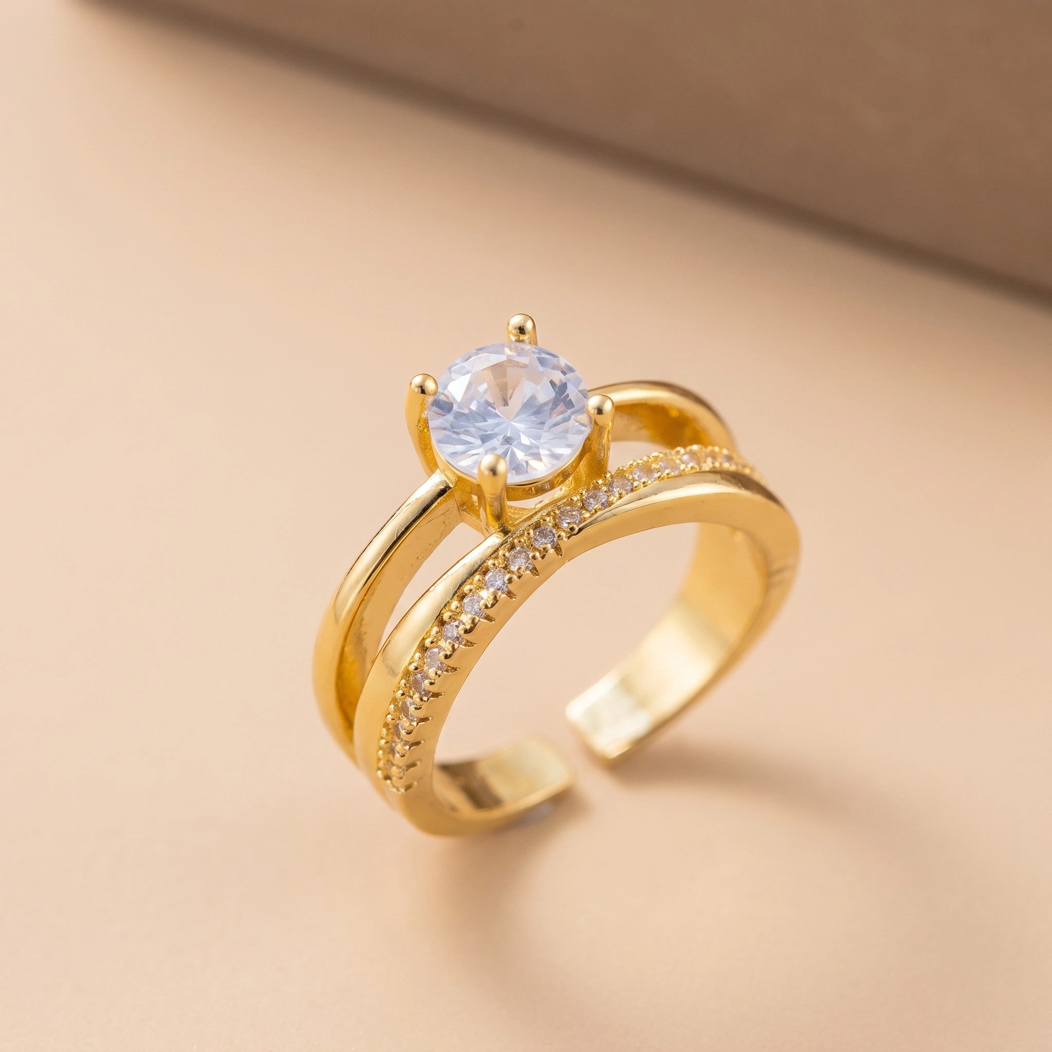 MYKI Adjustable Solitaire Ring | Anti Tarnish Finish (MKR794-SSYI)