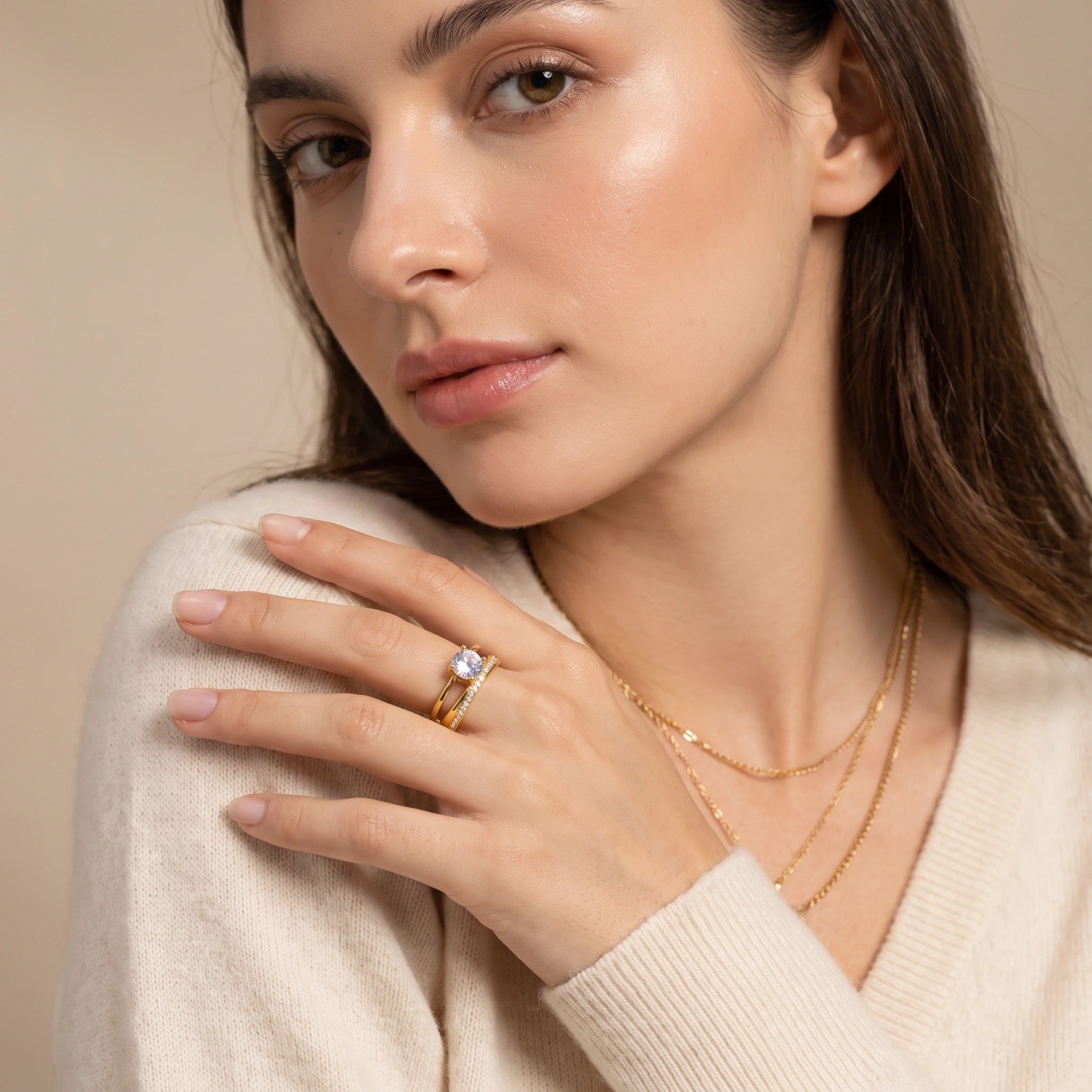 MYKI Adjustable Solitaire Ring | Anti Tarnish Finish (MKR794-SSYI)
