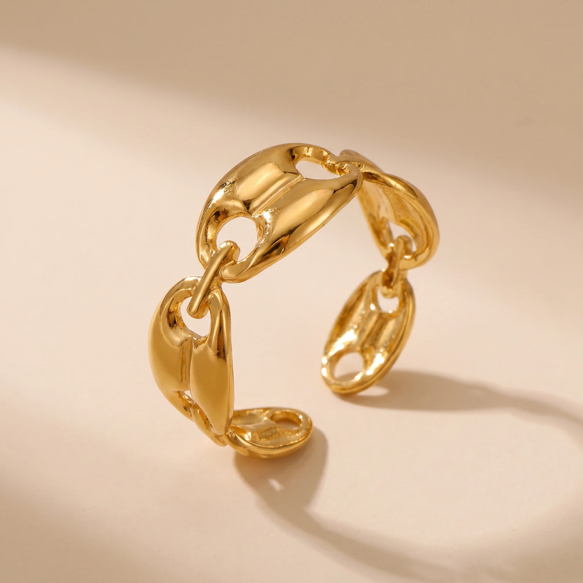 MYKI Chain Link Adjustable Ring | Anti Tarnish Finish (MKR800-SSYI)