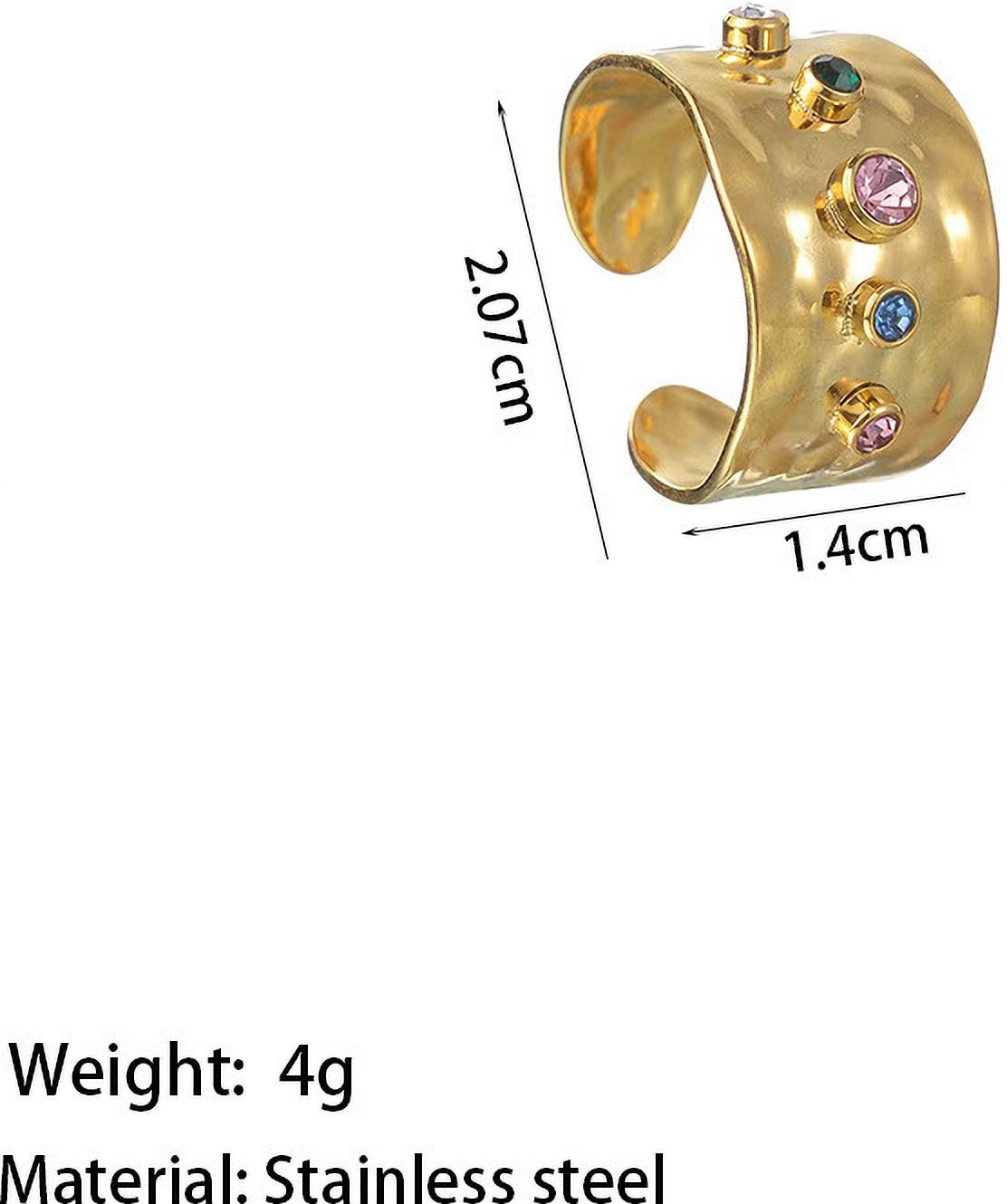 MYKI Gold-Plated Wide Band Adjustable Ring with Multicolor Stones (MKR715G-SSYI)