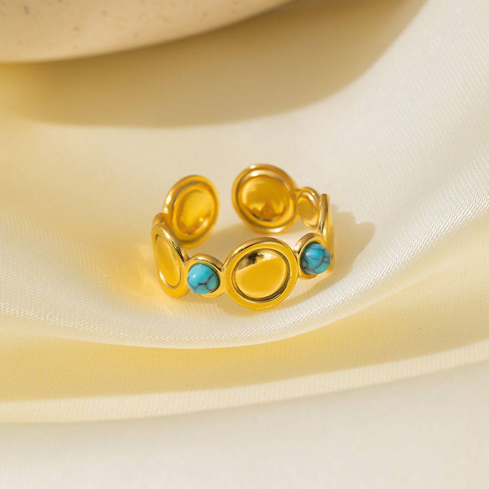 MYKI Turquoise Accent Adjustable Ring | Anti-Tarnish (MKR727-SSYI)