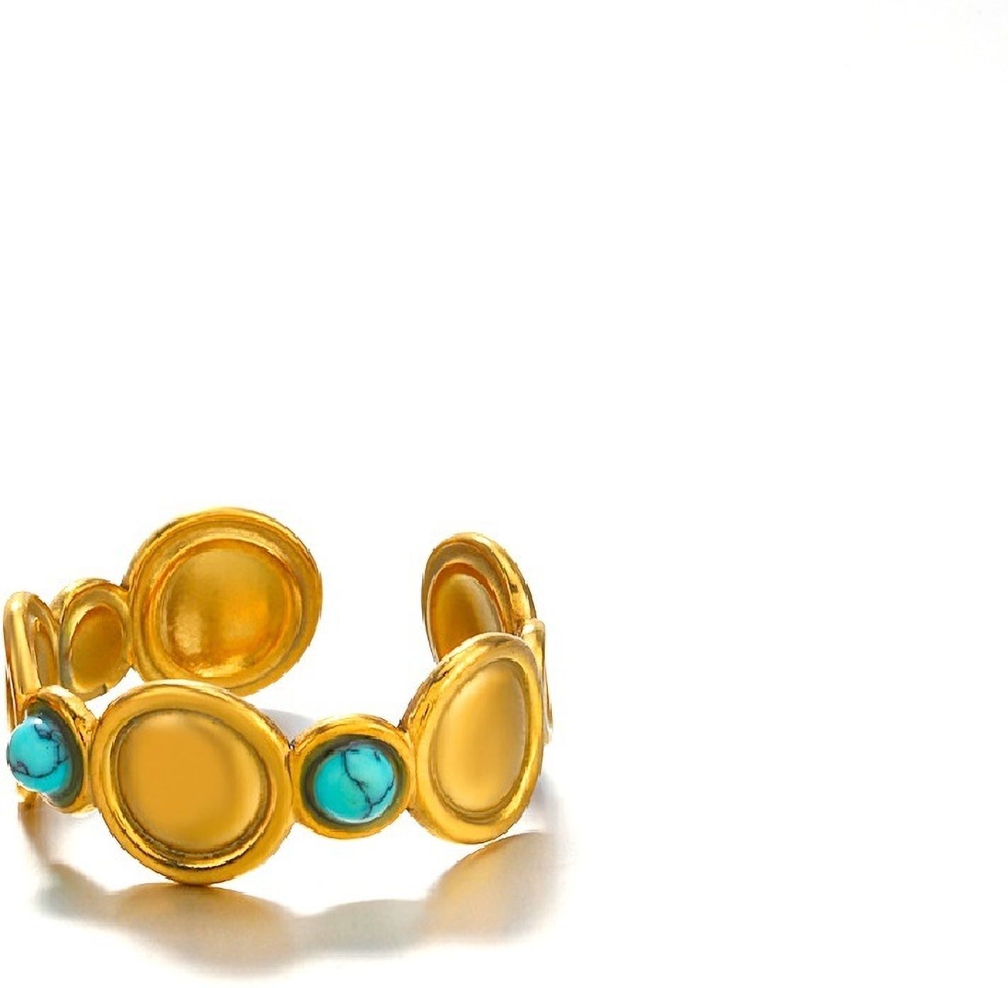 MYKI Turquoise Accent Adjustable Ring | Anti-Tarnish (MKR727-SSYI)