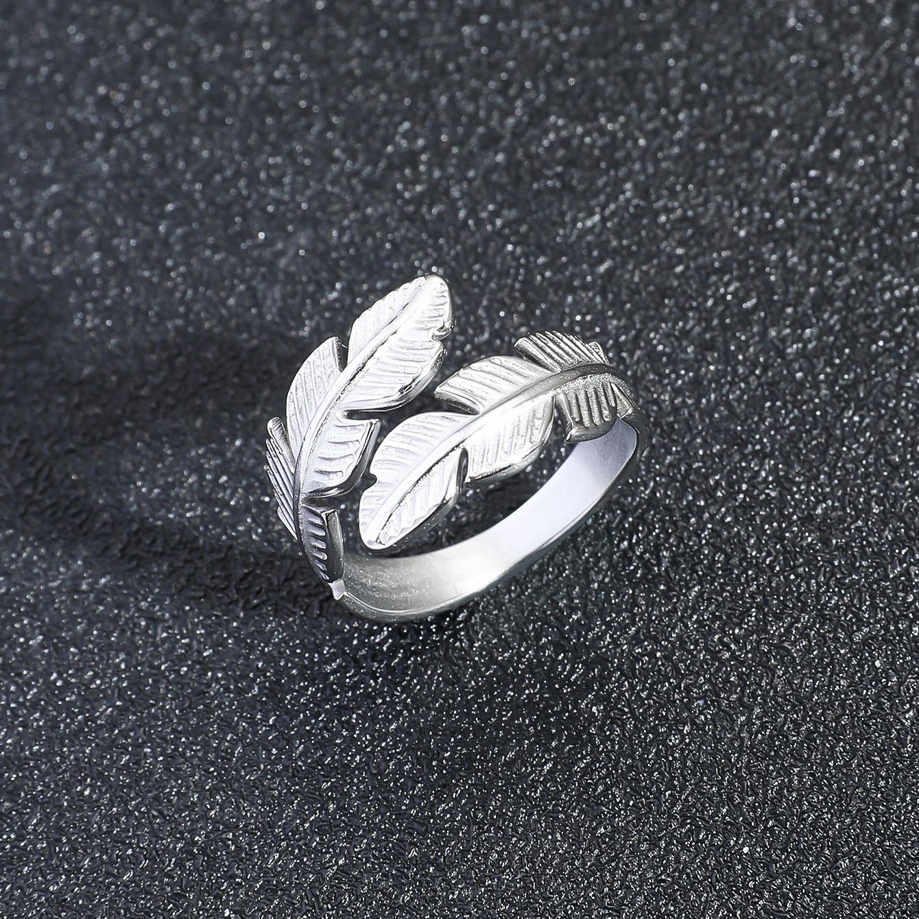 MYKI Silver Feather Wrap Adjustable Ring | Handcrafted Finish (MKR732S-SSYI)