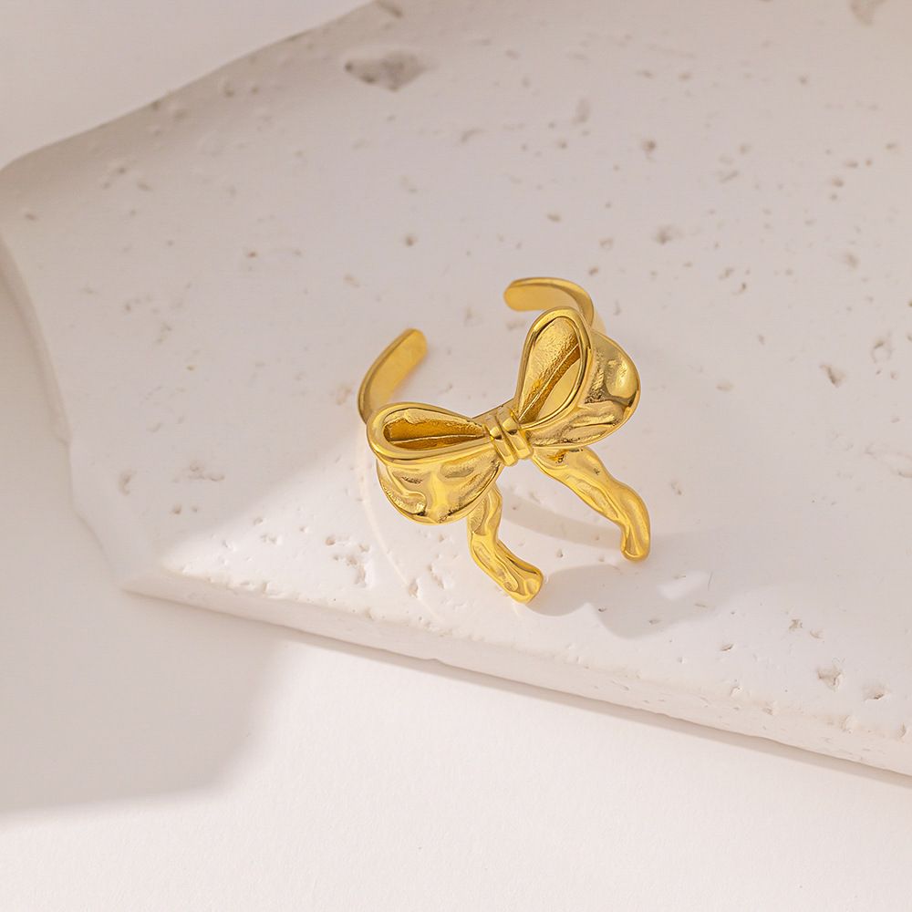 MYKI Gold Plated Bow Adjustable Ring | Handcrafted Finish (MKR735G-SSYI)
