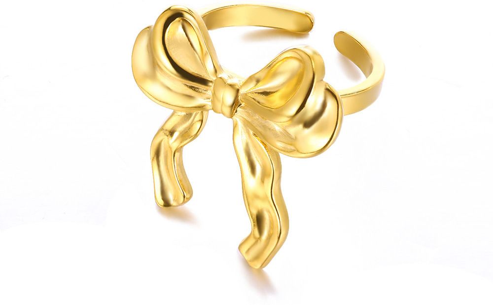 MYKI Gold Plated Bow Adjustable Ring | Handcrafted Finish (MKR735G-SSYI)