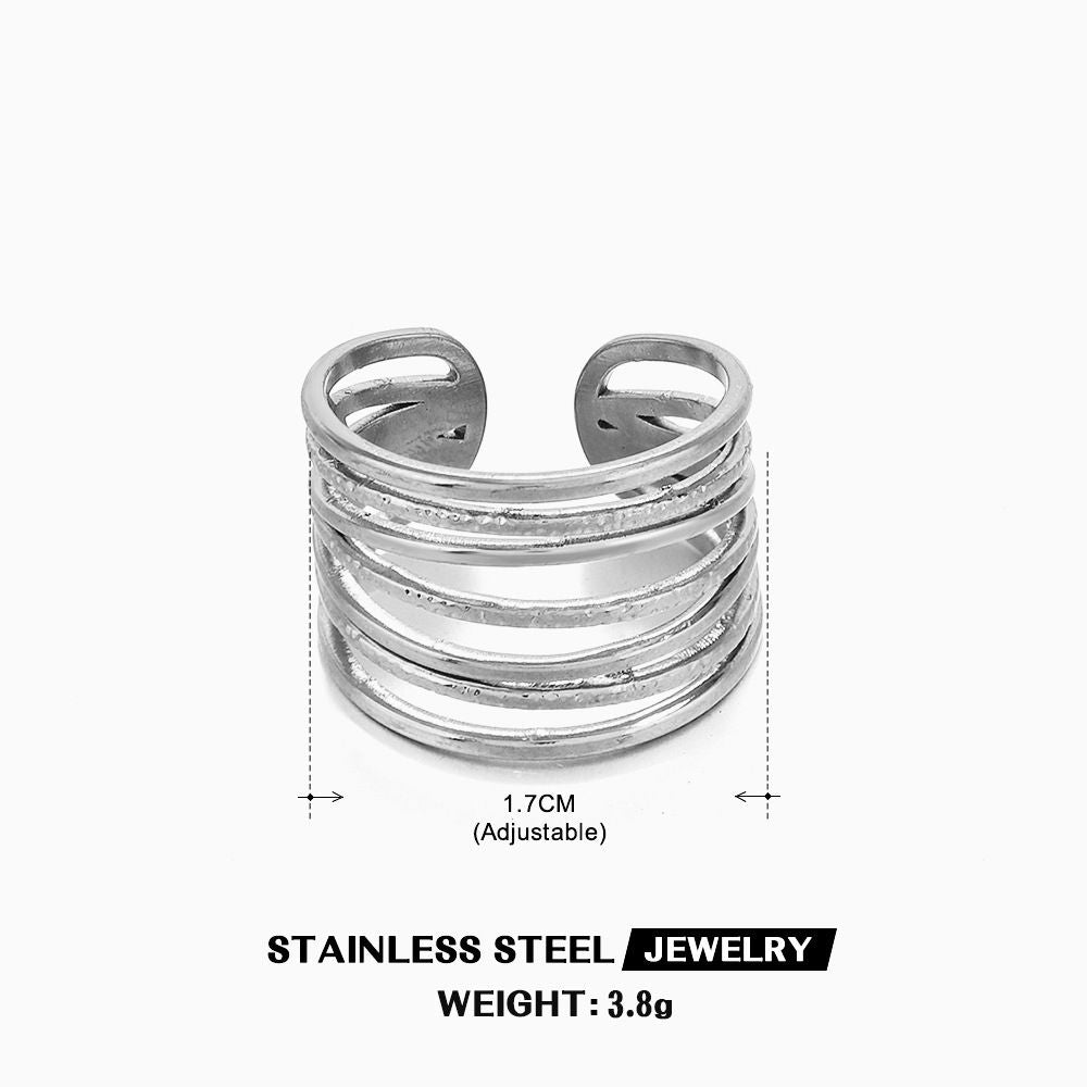 MYKI Silver Multi-Layer Adjustable Ring | Anti-Tarnish Finish (MKR737S-SSYI)