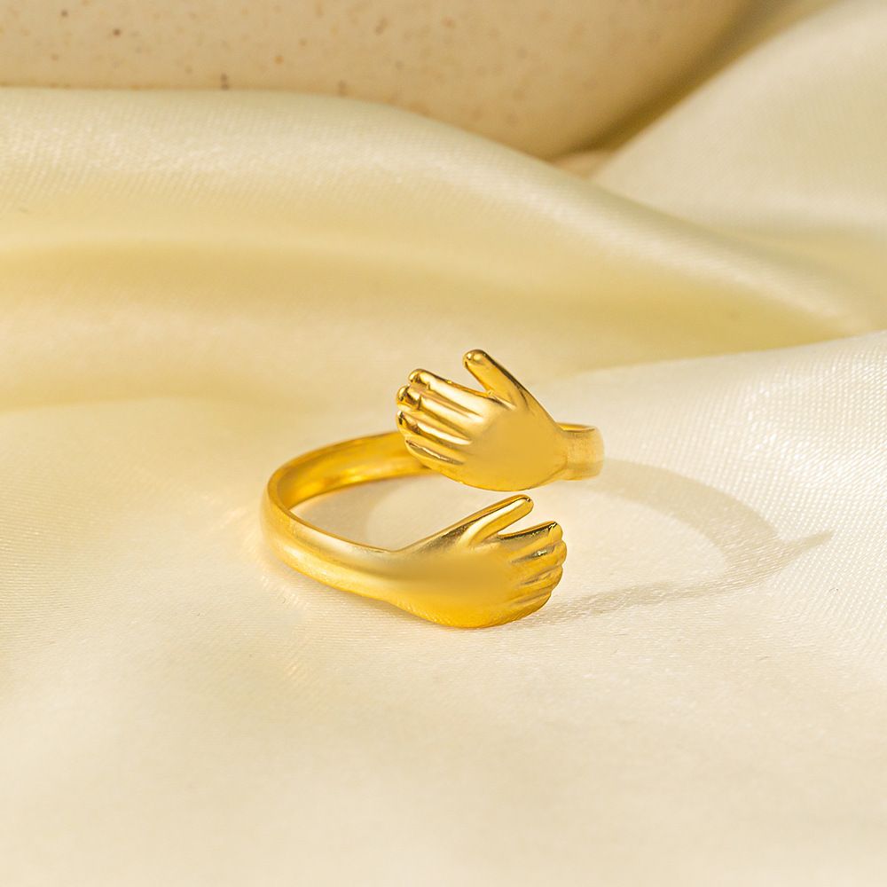 MYKI Gold Plated Adjustable Hand Design Ring | Anti-Tarnish (MKR739G-SSYI)