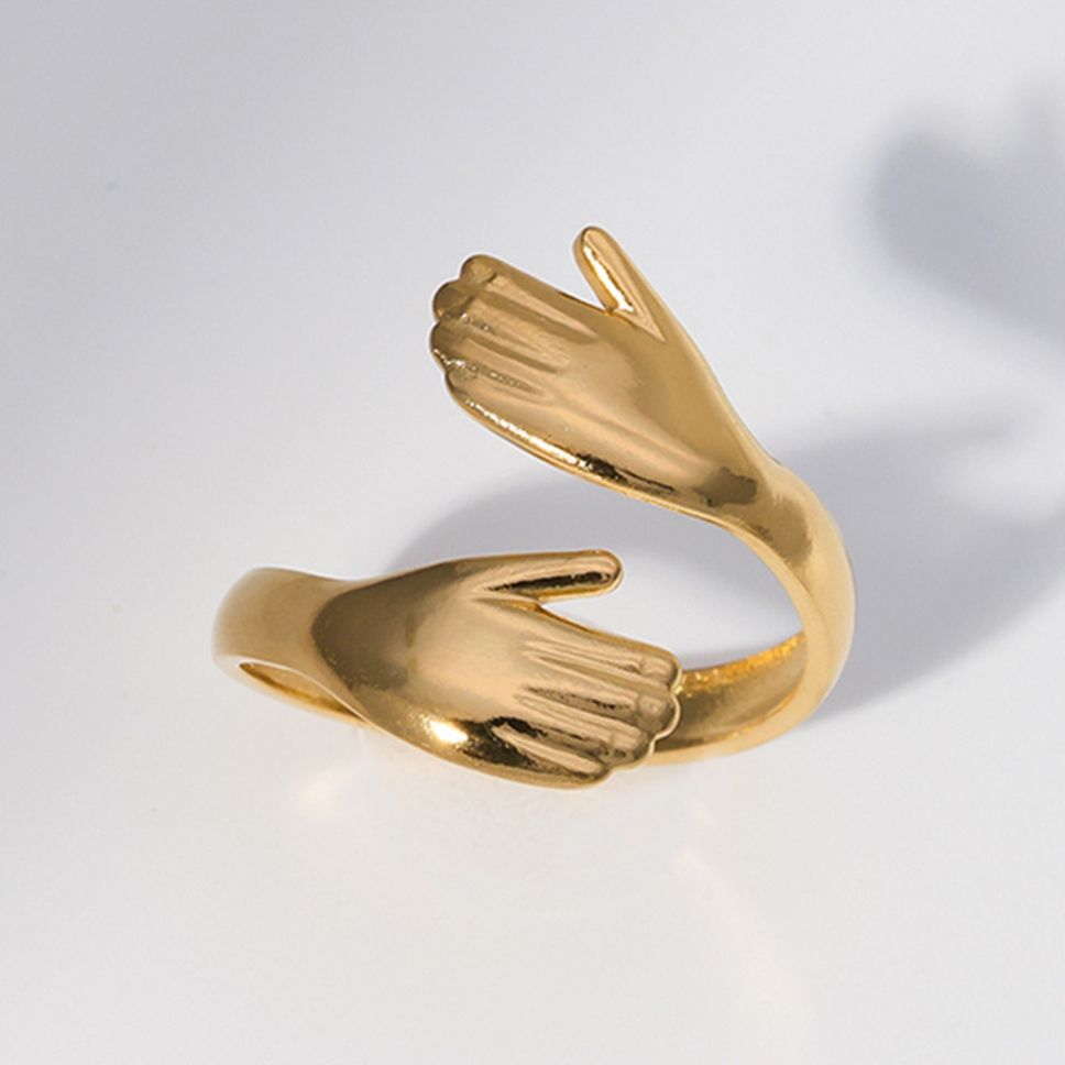 MYKI Gold Plated Adjustable Hand Design Ring | Anti-Tarnish (MKR739G-SSYI)