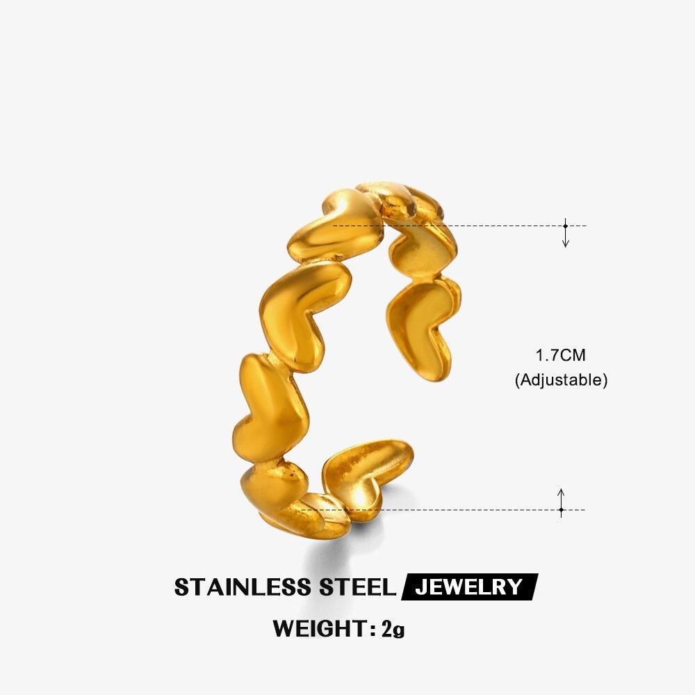 MYKI Adjustable Heart Band Ring | Anti-Tarnish (MKR740-SSYI)