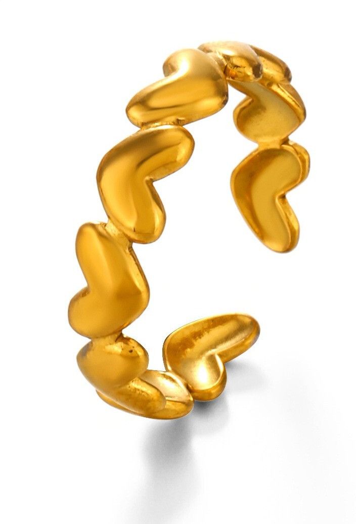 MYKI Adjustable Heart Band Ring | Anti-Tarnish (MKR740-SSYI)