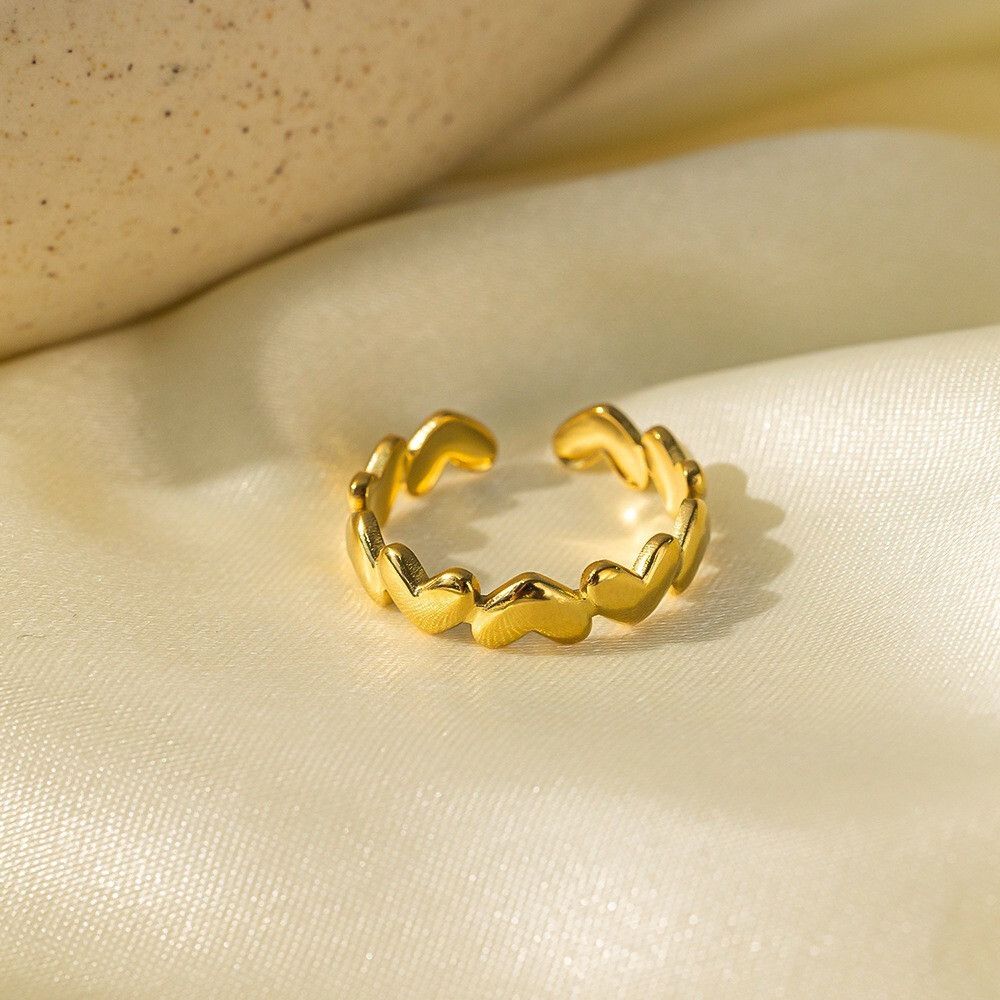 MYKI Adjustable Heart Band Ring | Anti-Tarnish (MKR740-SSYI)