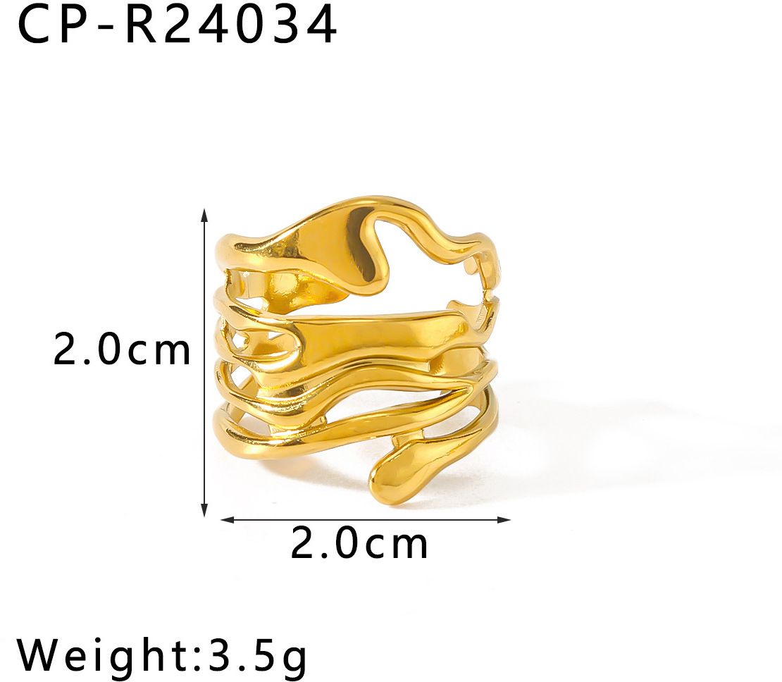 MYKI Gold Plated Wave Design Adjustable Ring | Anti-Tarnish (MKR744G-SSYI)