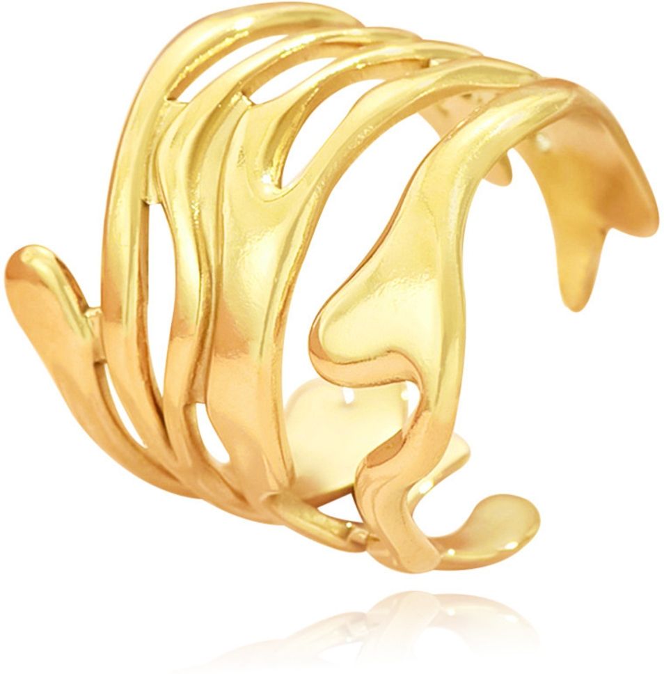 MYKI Gold Plated Wave Design Adjustable Ring | Anti-Tarnish (MKR744G-SSYI)