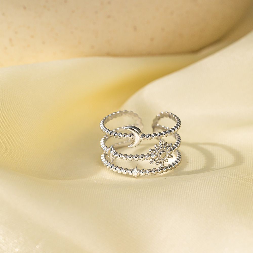 MYKI Moon & Sun Triple Stack Ring | Anti-Tarnish (MKR749-SSYI)