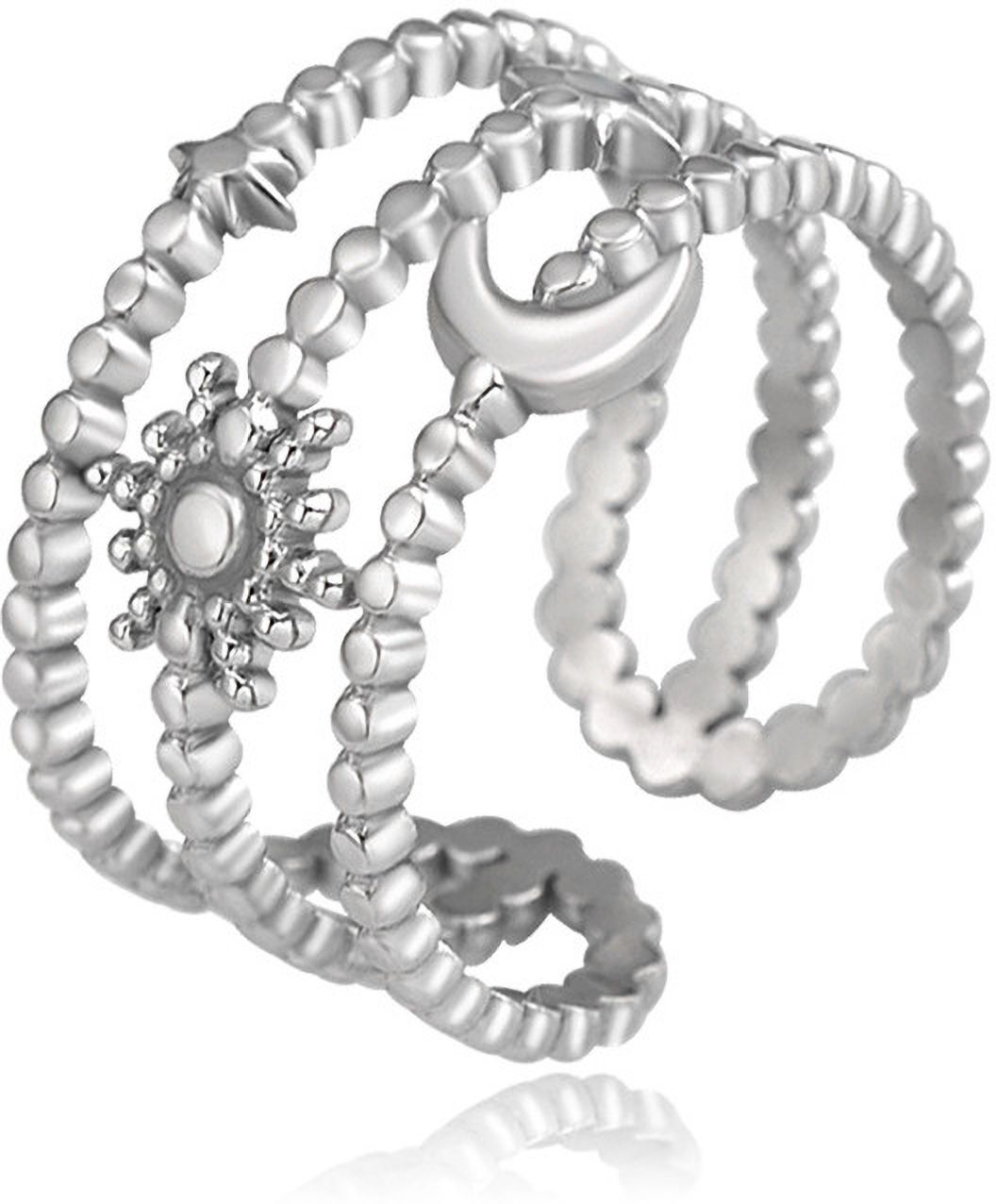 MYKI Moon & Sun Triple Stack Ring | Anti-Tarnish (MKR749-SSYI)
