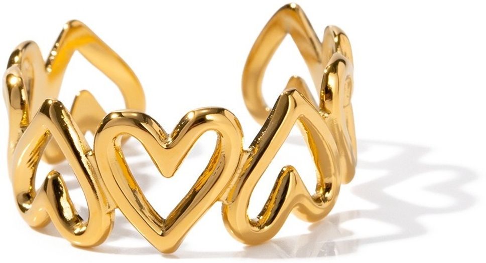 MYKI Gold Plated Open Heart Adjustable Ring | Anti-Tarnish (MKR750G-SSYI)