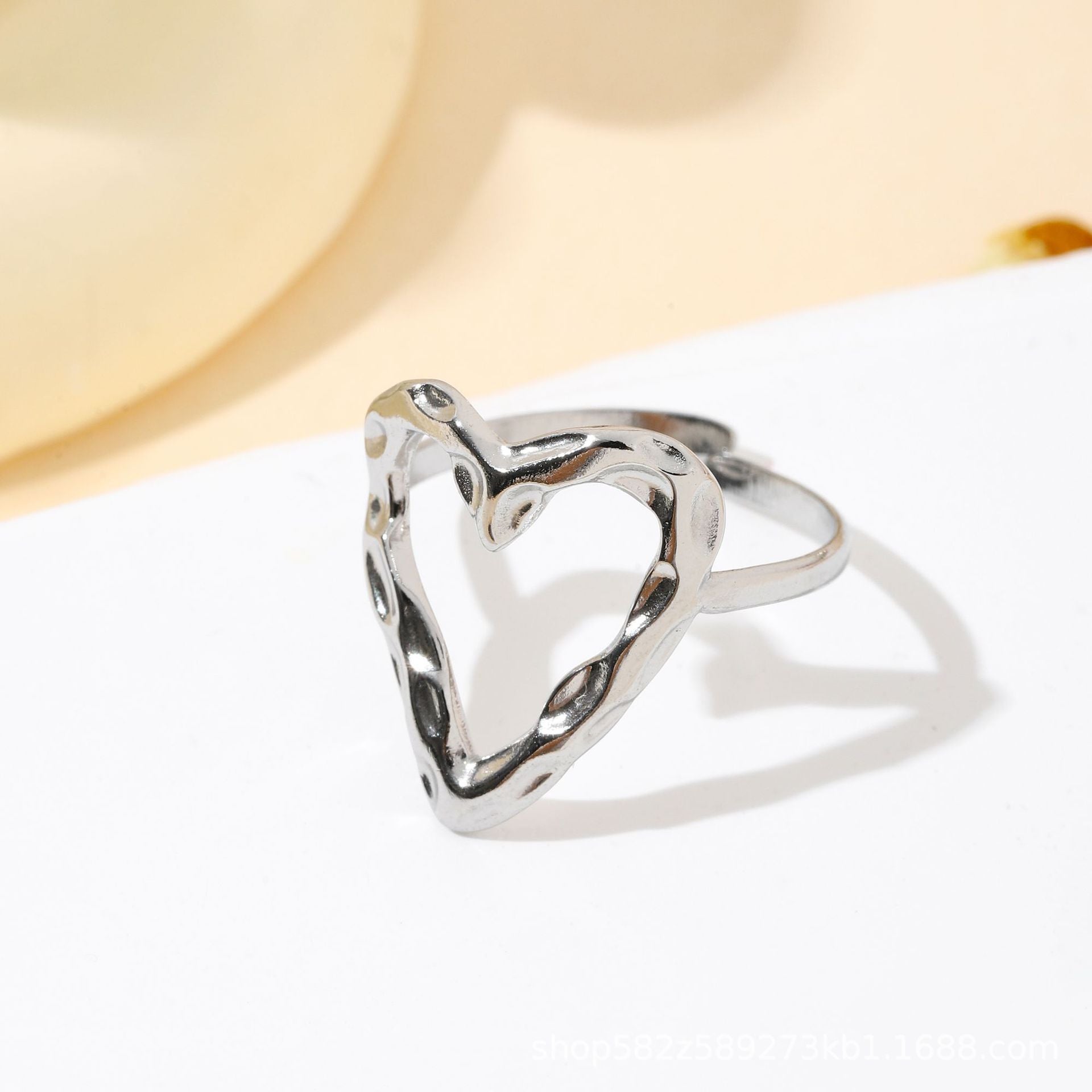 MYKI Silver Sculpted Heart Adjustable Ring | Anti-Tarnish (MKR751S-SSYI)