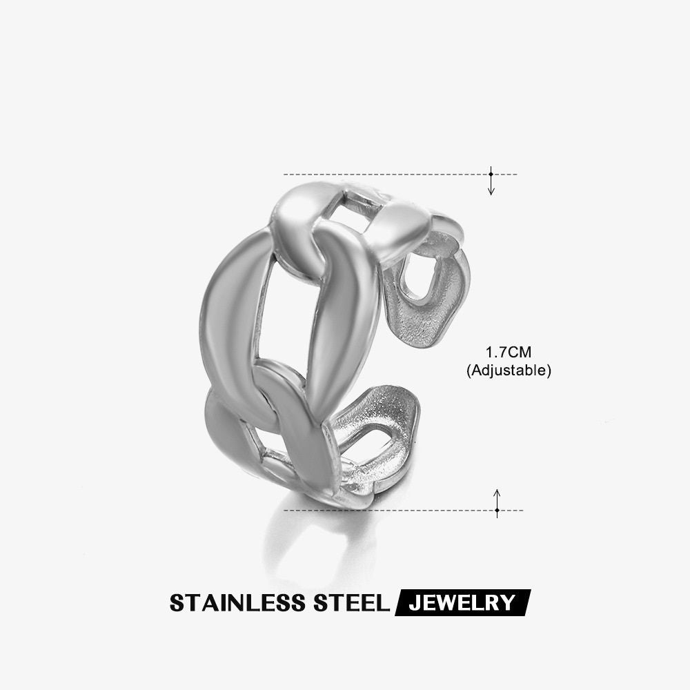 MYKI Silver Anti Tarnish Chain Design Adjustable Ring | MYKI (MKR752S-SSYI)