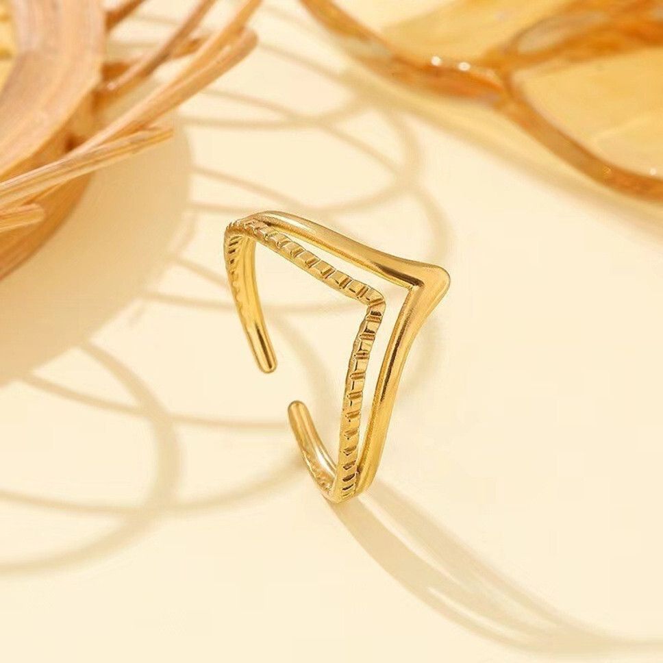 MYKI Textured Wave Open Ring | MYKI (MKR754-SSYI)