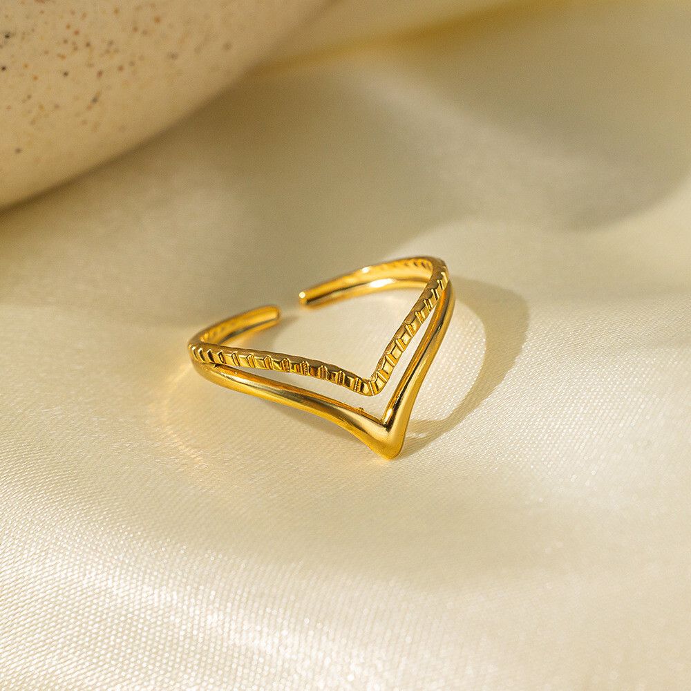 MYKI Textured Wave Open Ring | MYKI (MKR754-SSYI)