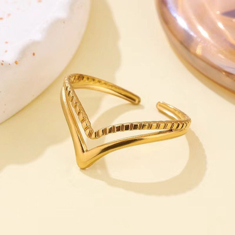 MYKI Textured Wave Open Ring | MYKI (MKR754-SSYI)