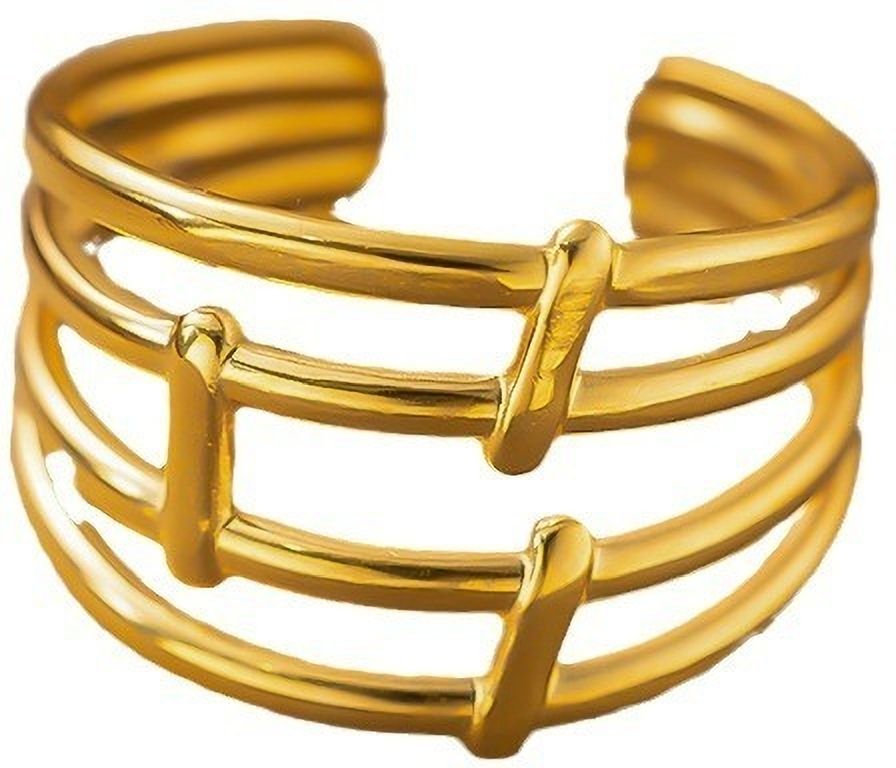 MYKI Gold Plated Grid Design Adjustable Ring | Anti Tarnish | MYKI (MKR758G-SSYI)