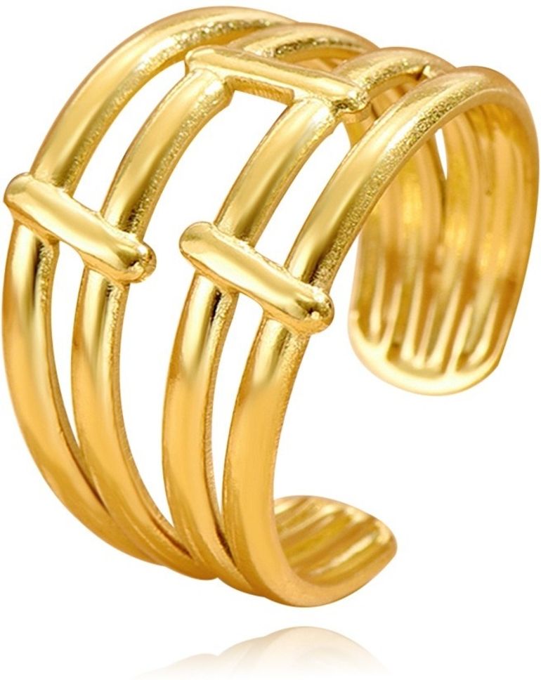 MYKI Gold Plated Grid Design Adjustable Ring | Anti Tarnish | MYKI (MKR758G-SSYI)