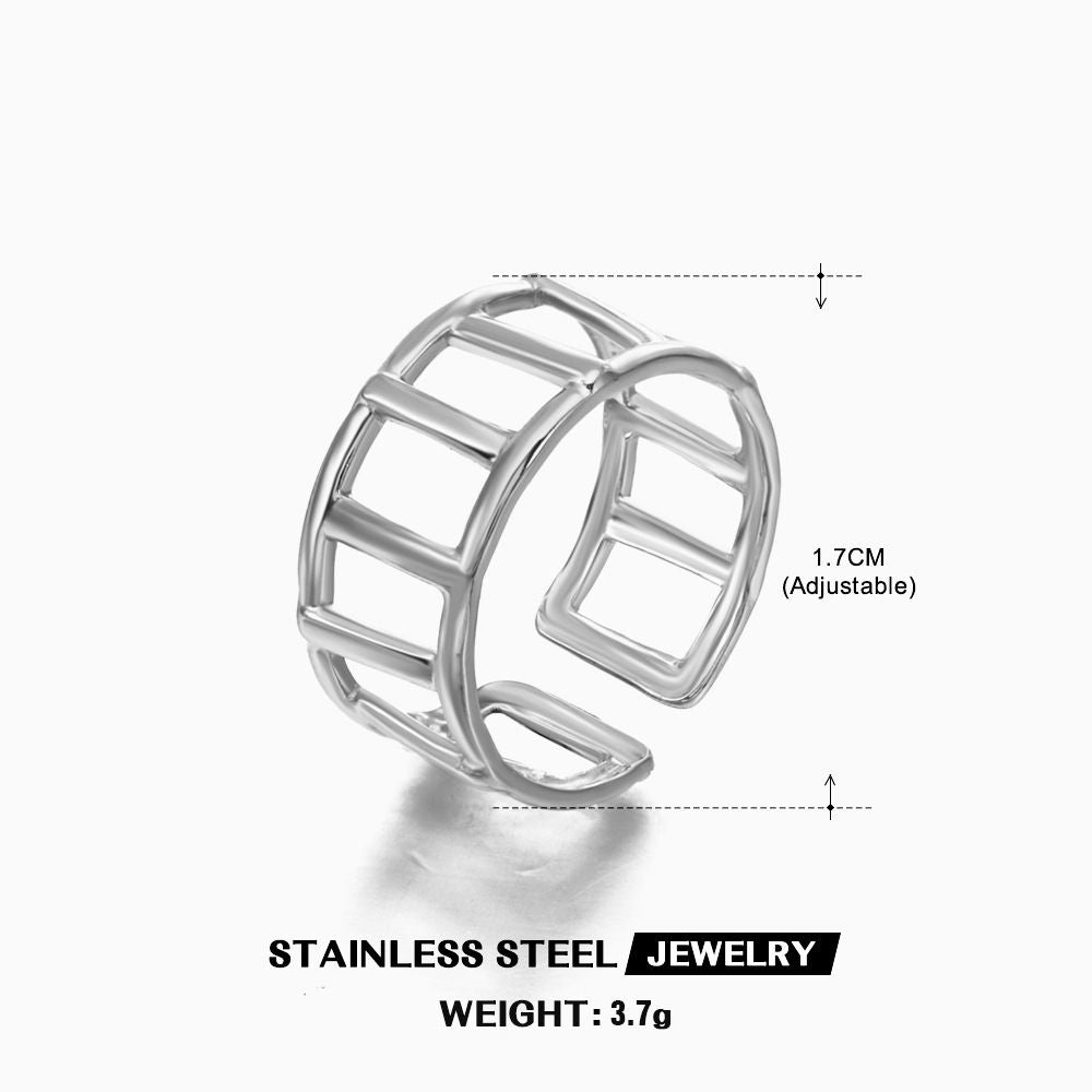 MYKI Silver Grid Design Adjustable Ring | Anti Tarnish | MYKI (MKR759S-SSYI)