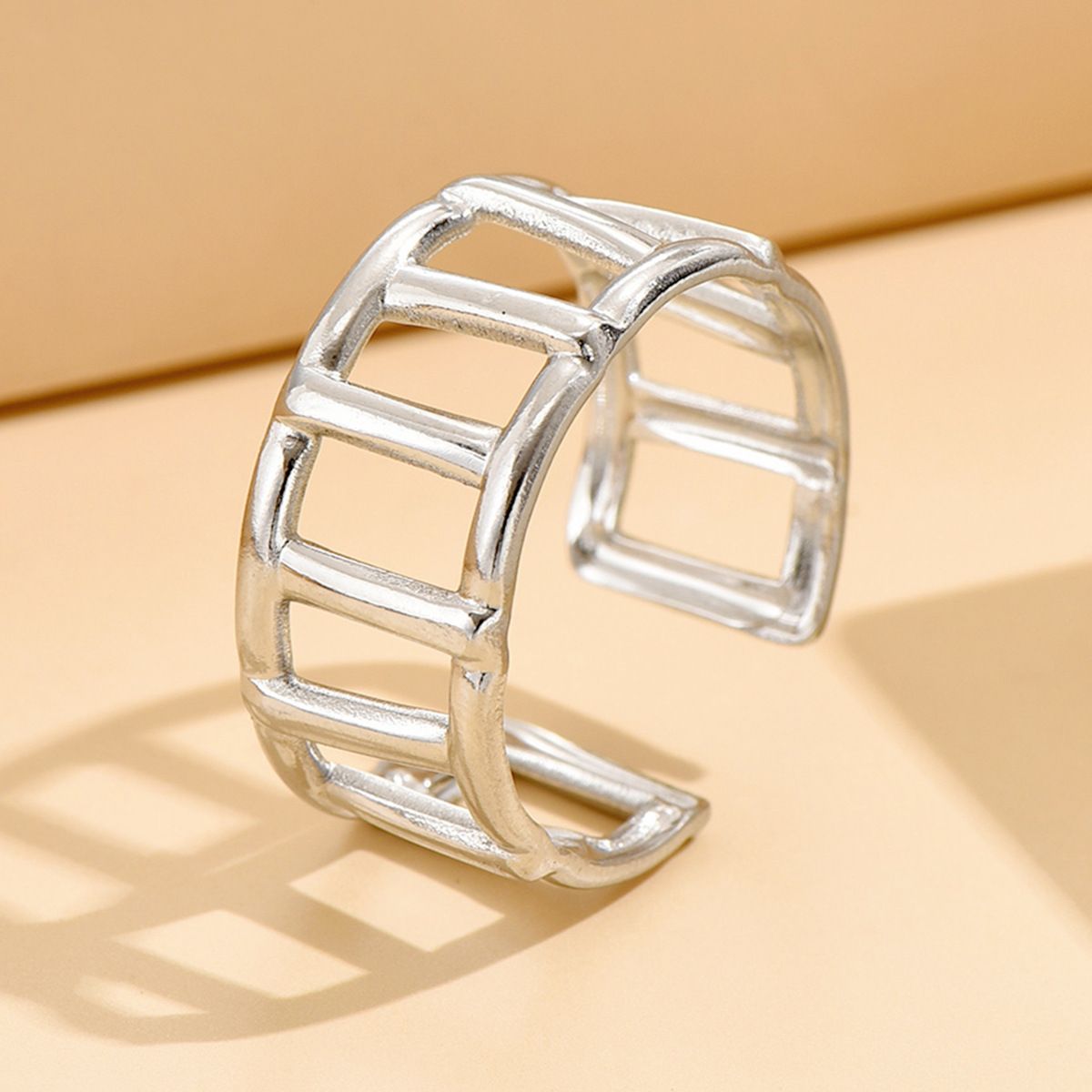 MYKI Silver Grid Design Adjustable Ring | Anti Tarnish | MYKI (MKR759S-SSYI)