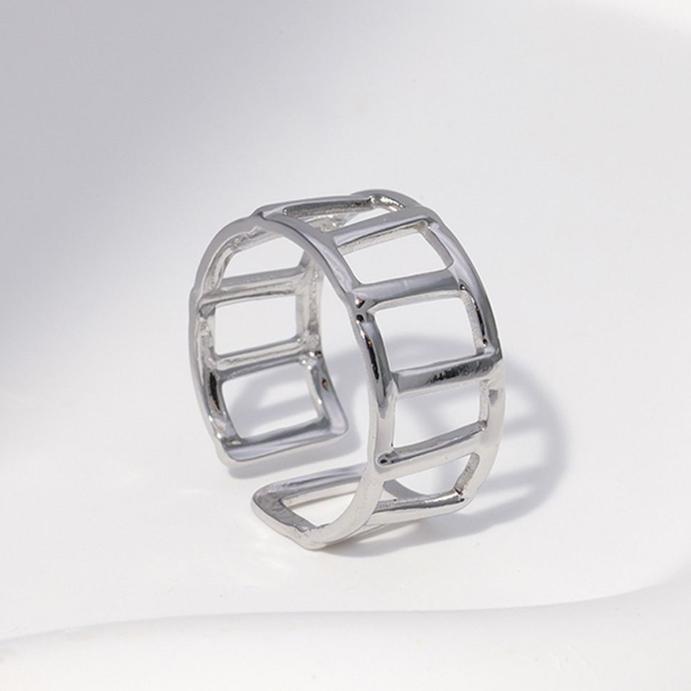 MYKI Silver Grid Design Adjustable Ring | Anti Tarnish | MYKI (MKR759S-SSYI)