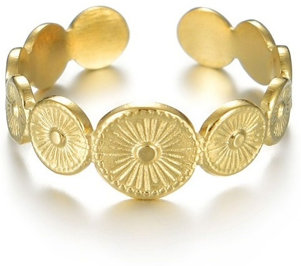 MYKI Coin Pattern Adjustable Ring | Anti Tarnish | MYKI (MKR763-SSYI)
