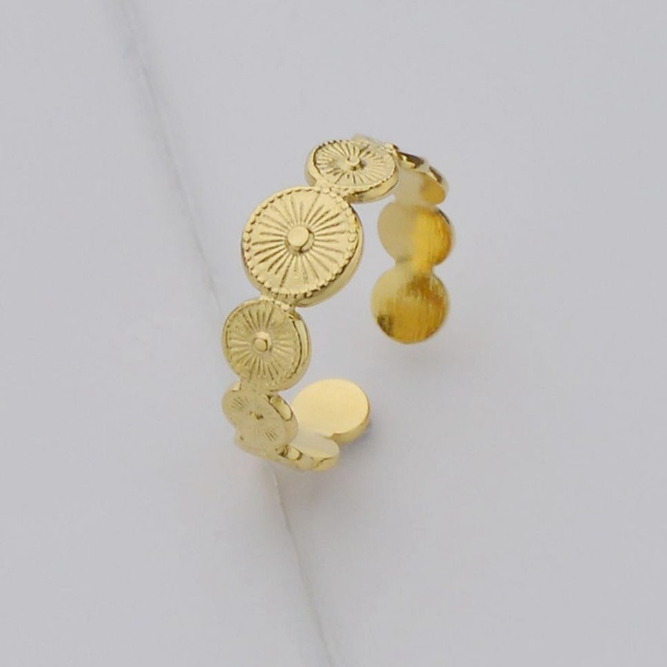 MYKI Coin Pattern Adjustable Ring | Anti Tarnish | MYKI (MKR763-SSYI)