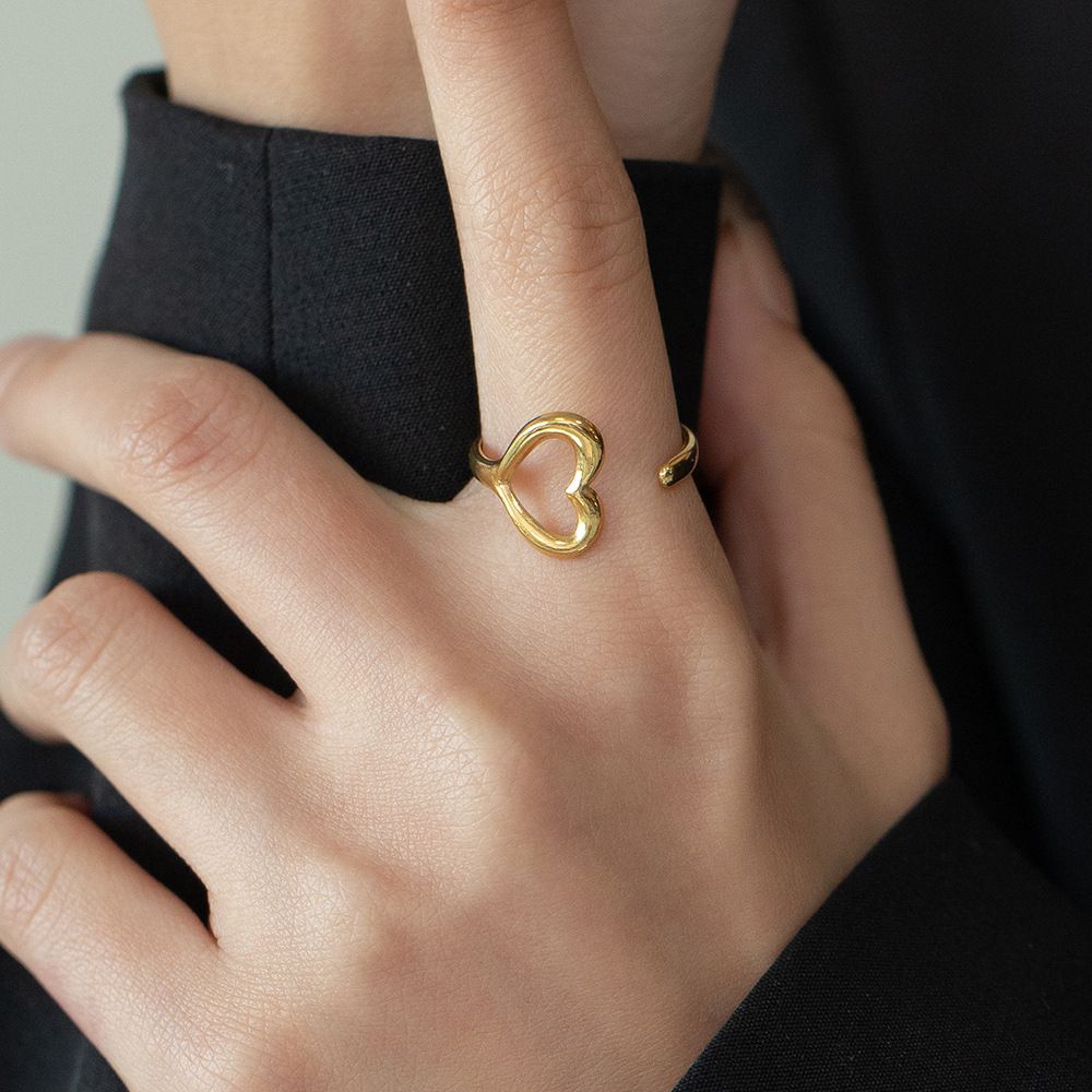 MYKI Open Heart Adjustable Ring | Anti Tarnish | MYKI (MKR768-SSYI)
