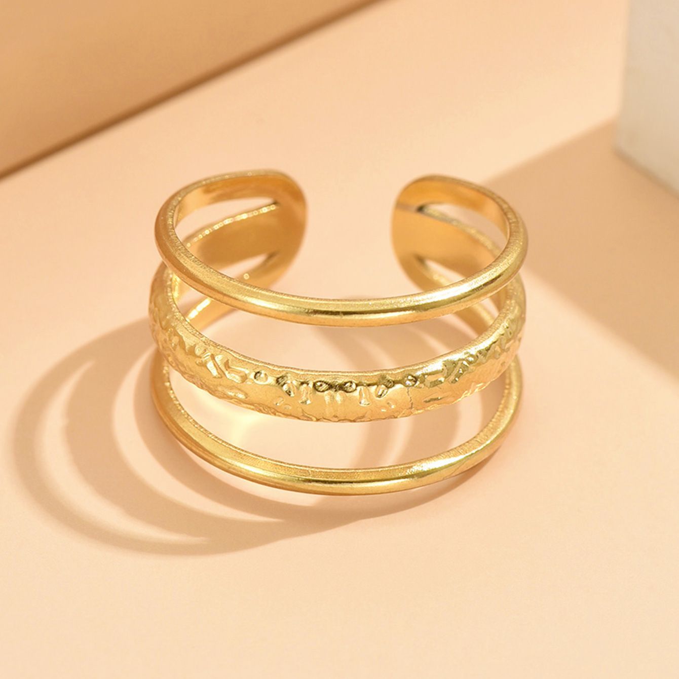 MYKI Adjustable Hammered Ring | Anti Tarnish Finish (MKR771-SSYI)