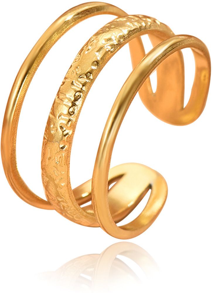 MYKI Adjustable Hammered Ring | Anti Tarnish Finish (MKR771-SSYI)