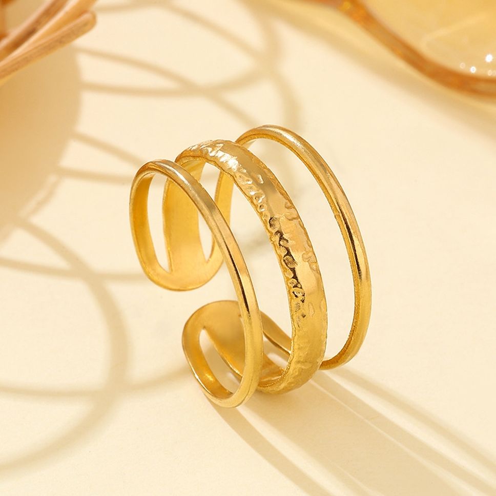 MYKI Adjustable Hammered Ring | Anti Tarnish Finish (MKR771-SSYI)