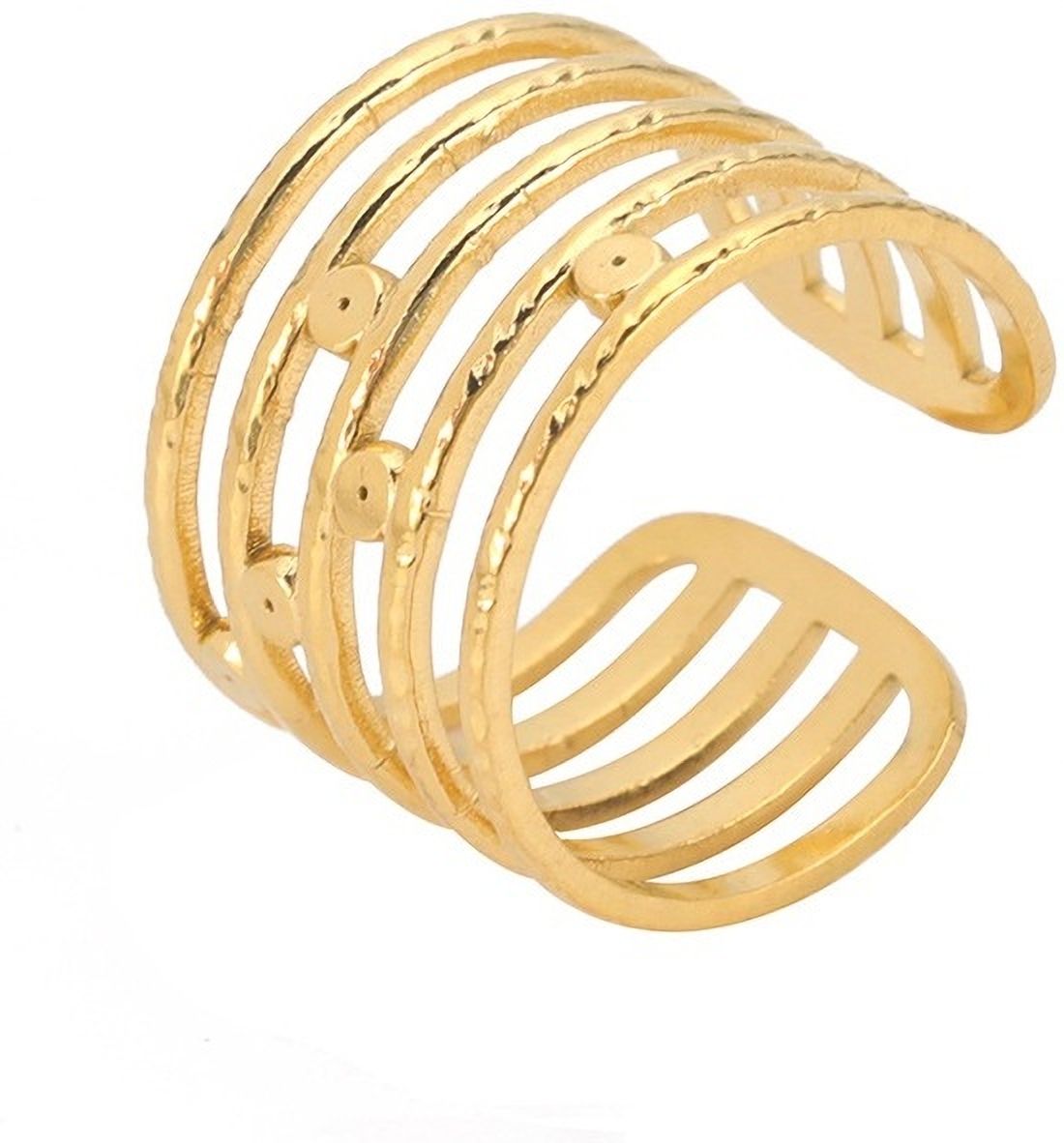 MYKI Multi Band Adjustable Ring | Anti Tarnish Finish (MKR775-SSYI)