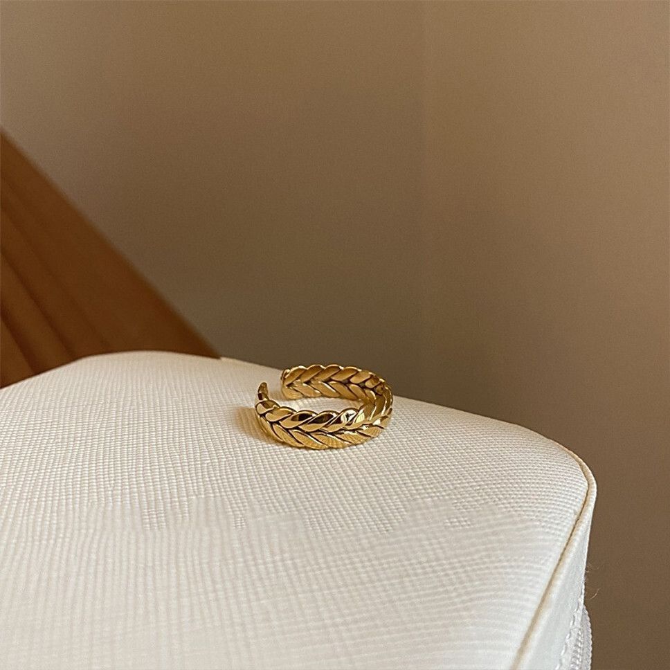 MYKI Leaf Adjustable Ring | Anti Tarnish Finish (MKR777-SSYI)