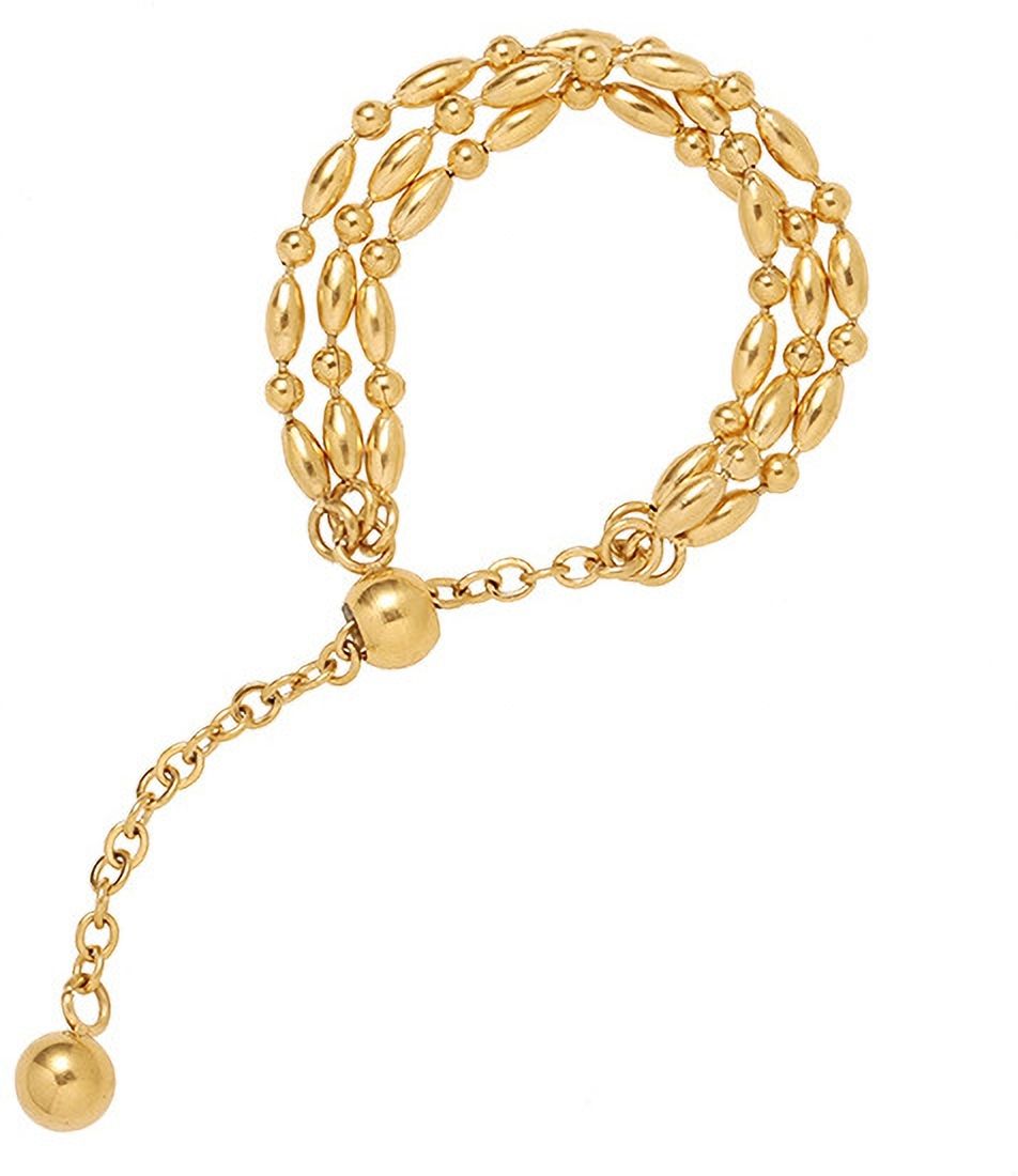 MYKI Beaded Chain Adjustable Ring | Anti Tarnish Finish (MKR778-SSYI)