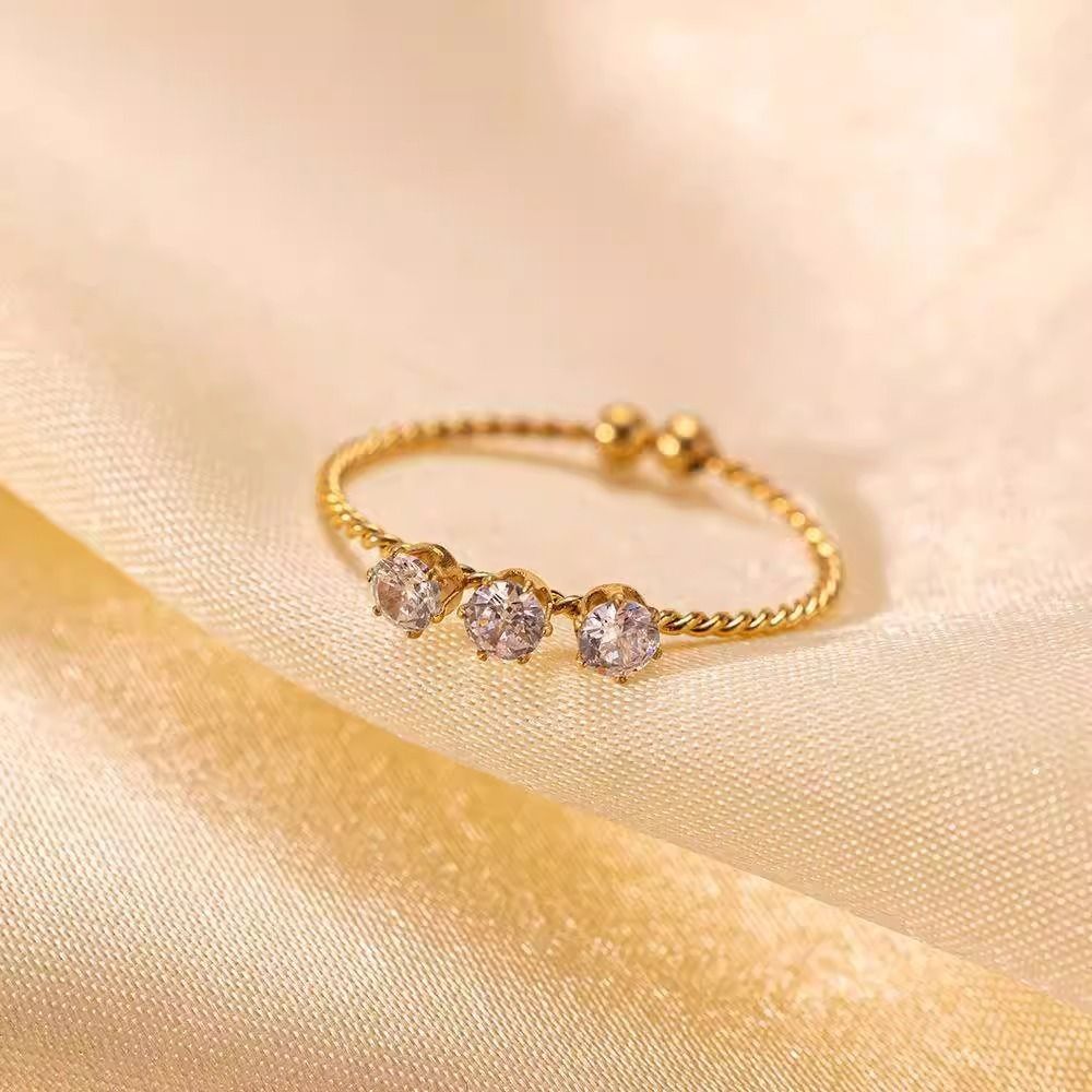 MYKI Triple Stone Adjustable Ring | Anti Tarnish Finish (MKR779-SSYI)