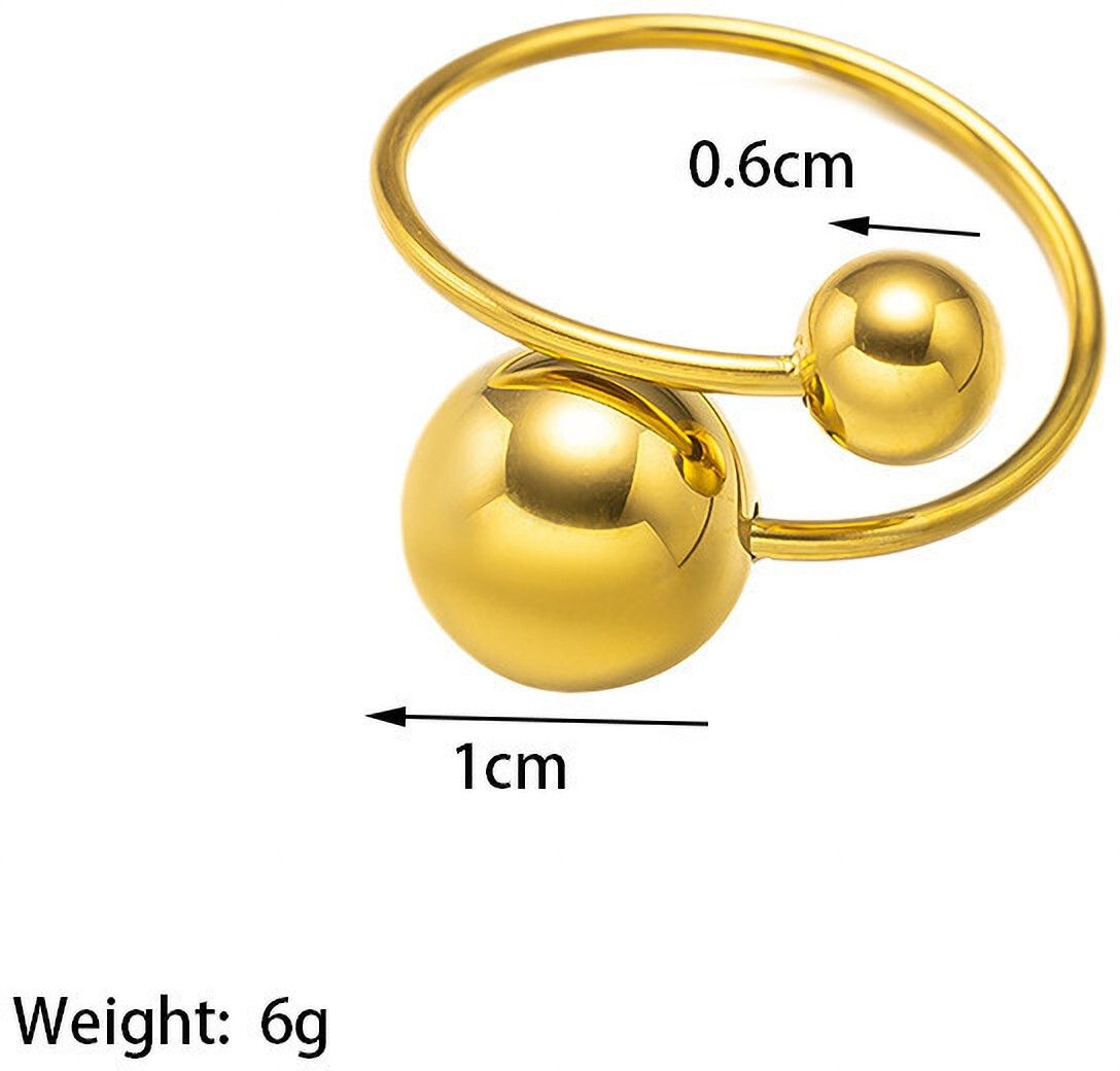 MYKI Dual Ball Statement Ring | Anti Tarnish Adjustable (MKR780-SSYI)
