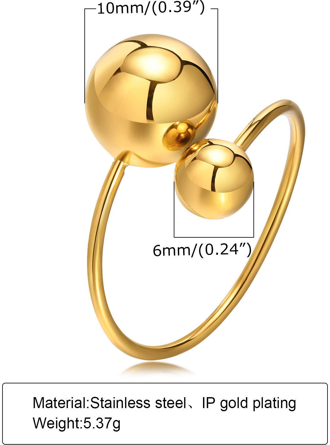 MYKI Dual Ball Statement Ring | Anti Tarnish Adjustable (MKR780-SSYI)