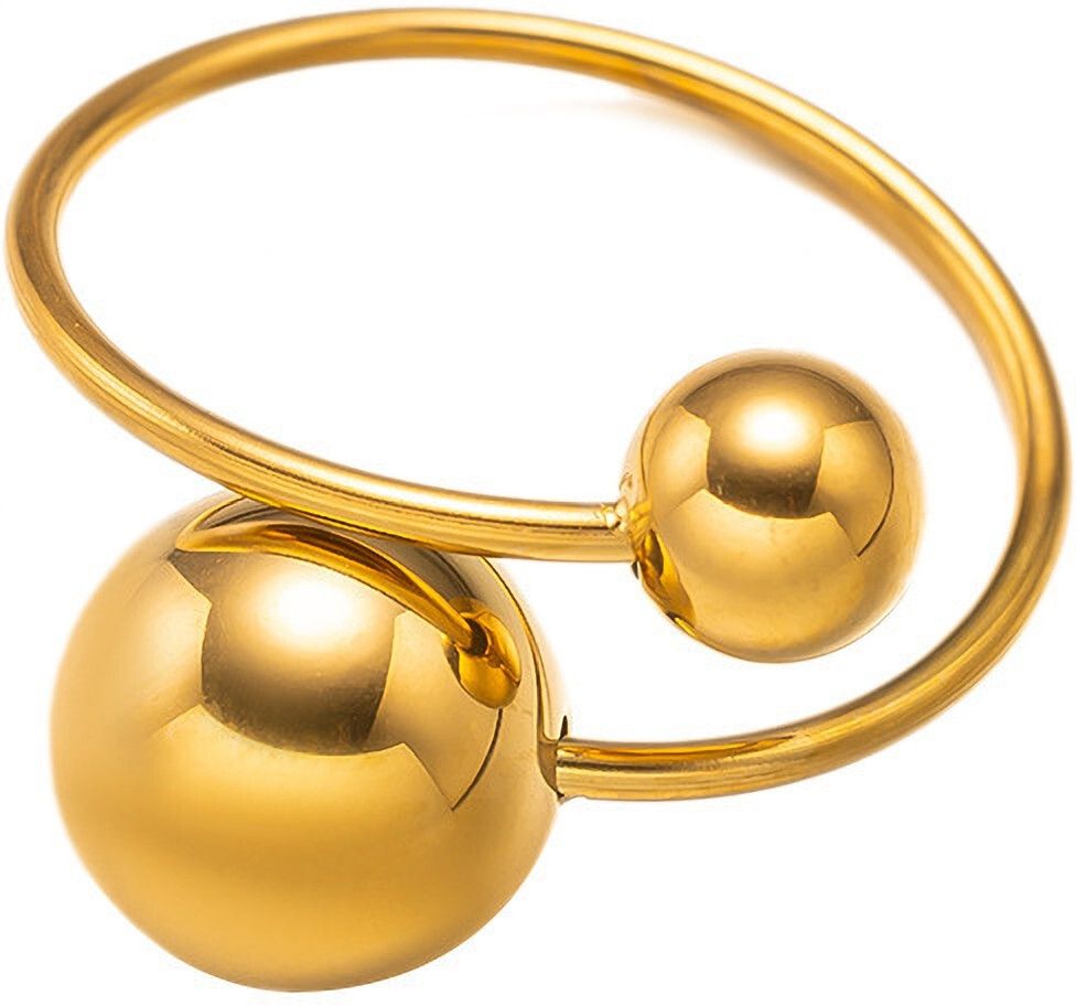 MYKI Dual Ball Statement Ring | Anti Tarnish Adjustable (MKR780-SSYI)