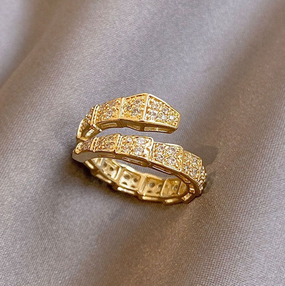 MYKI Luxury Crystal Chain Ring | Anti Tarnish Finish (MKR783-SSYI)