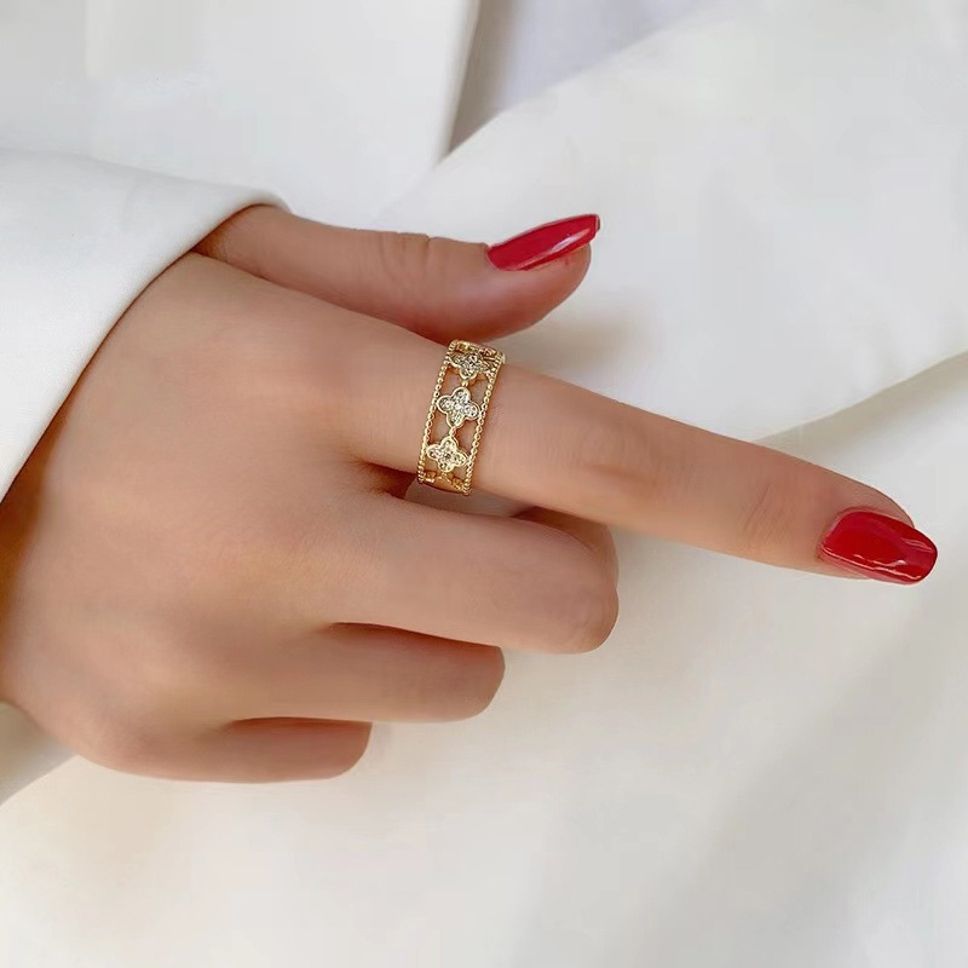 MYKI Floral Cutout Adjustable Ring | Anti Tarnish Finish (MKR790-SSYI)