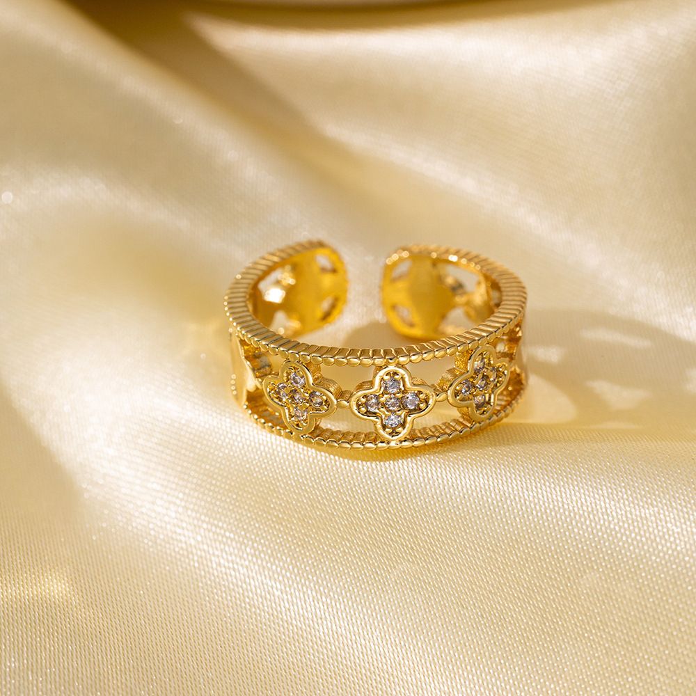 MYKI Floral Cutout Adjustable Ring | Anti Tarnish Finish (MKR790-SSYI)