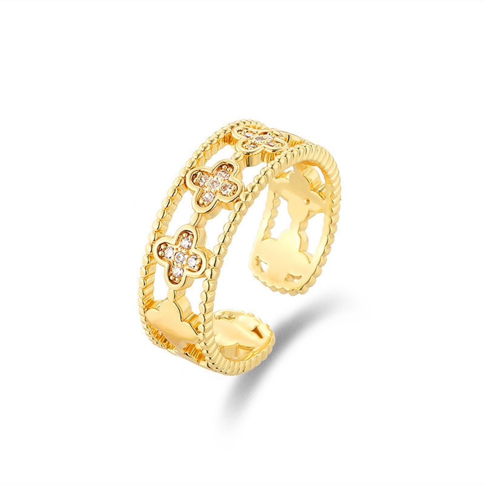 MYKI Floral Cutout Adjustable Ring | Anti Tarnish Finish (MKR790-SSYI)