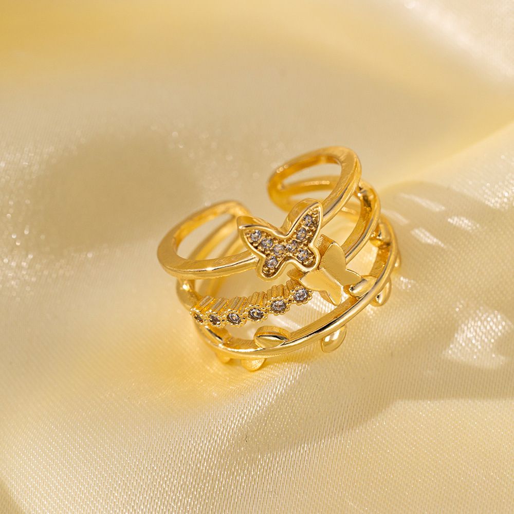 MYKI Butterfly Adjustable Ring | Anti Tarnish Finish (MKR791-SSYI)
