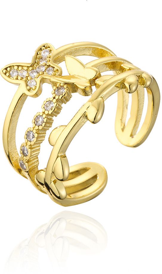 MYKI Butterfly Adjustable Ring | Anti Tarnish Finish (MKR791-SSYI)